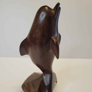 Mexico Hand Carved wood (Ironwood?) DOLPHIN Figurine MCM